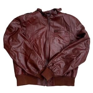 Wilson's Vintage Burgundy Leather Bomber Jacket Womens Sz 46Faux Fur Lined KOREA
